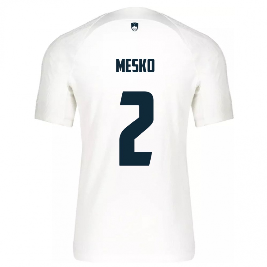 Men Football Slovenia Zan Mesko #2 White Home Jersey 24-26 T-Shirt