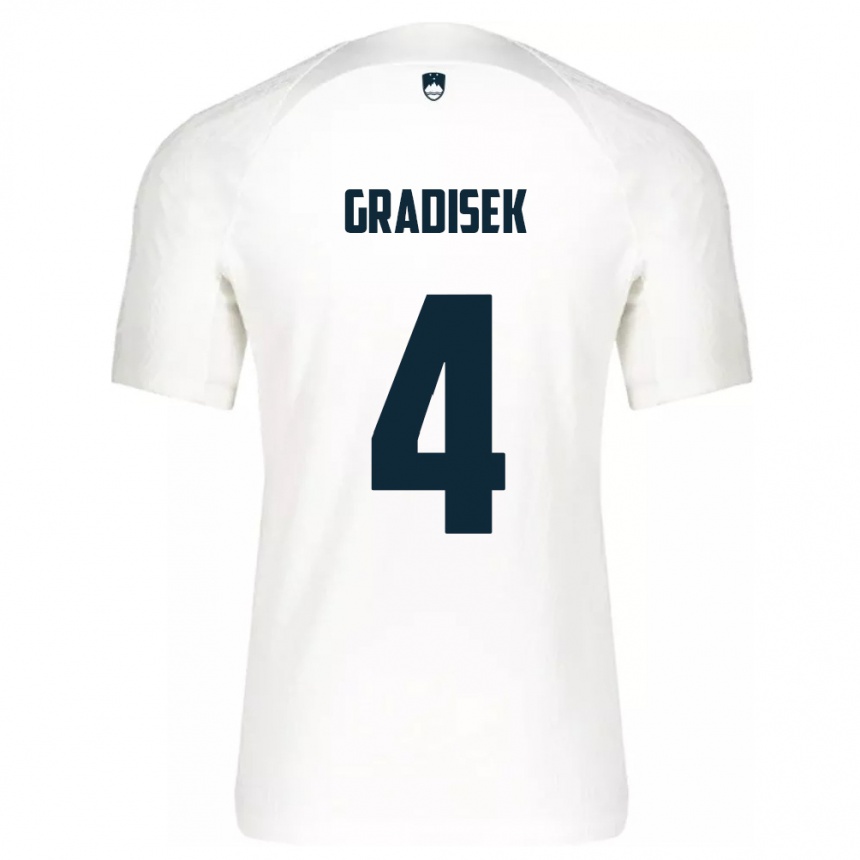 Men Football Slovenia Sara Gradišek #4 White Home Jersey 24-26 T-Shirt