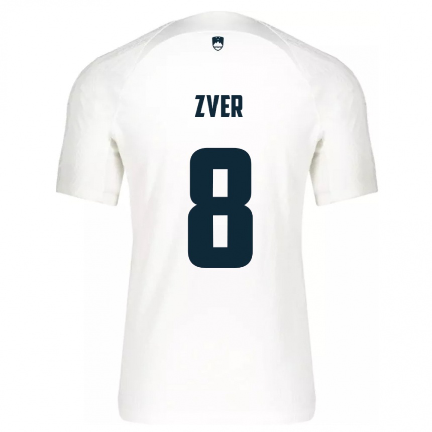 Men Football Slovenia Mateja Zver #8 White Home Jersey 24-26 T-Shirt