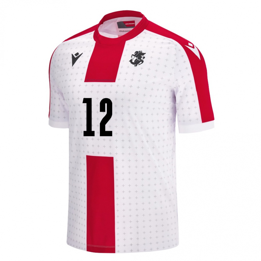 Men Football Georgia Tatia Gabunia #12 White Home Jersey 24-26 T-Shirt