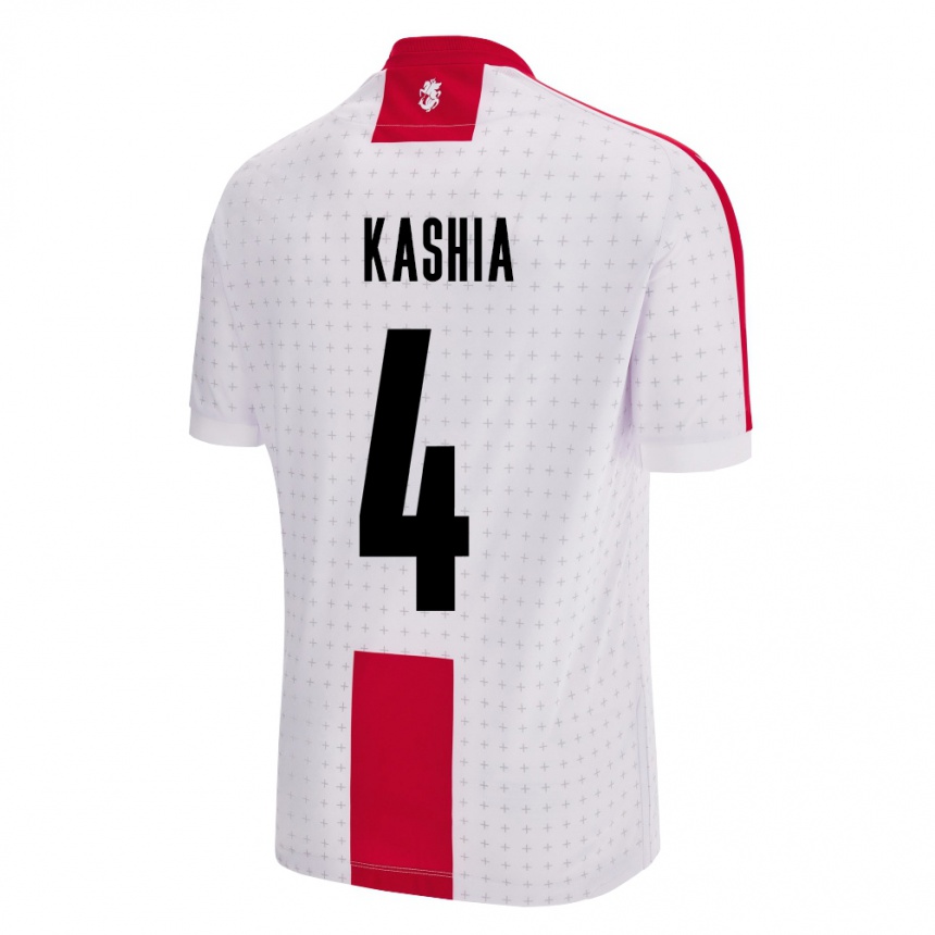 Men Football Georgia Guram Kashia #4 White Home Jersey 24-26 T-Shirt