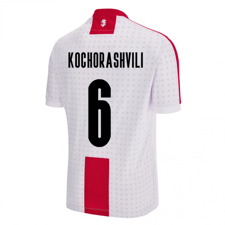 Men Football Georgia Giorgi Kochorashvili #6 White Home Jersey 24-26 T-Shirt