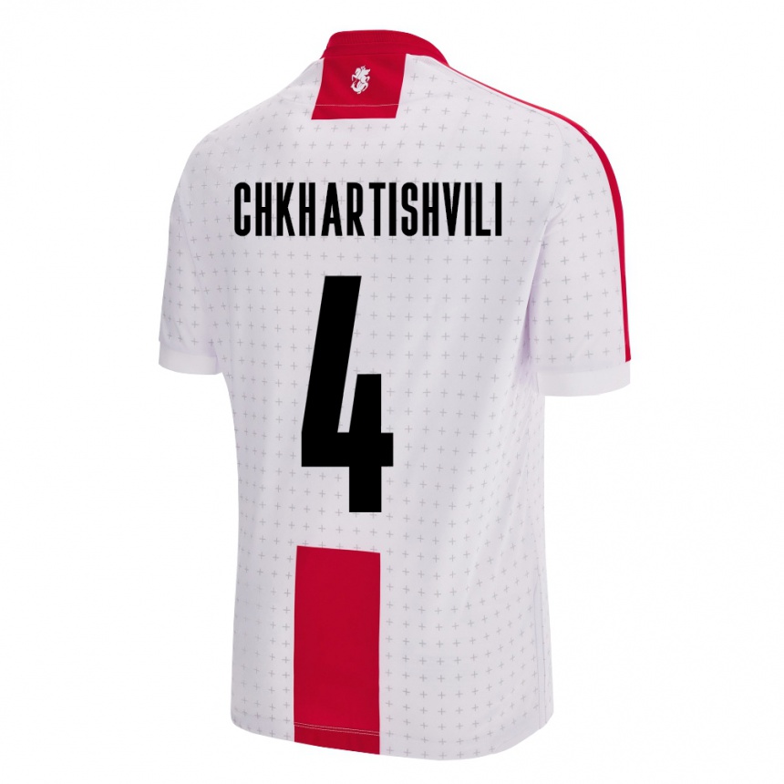 Men Football Georgia Nino Chkhartishvili #4 White Home Jersey 24-26 T-Shirt