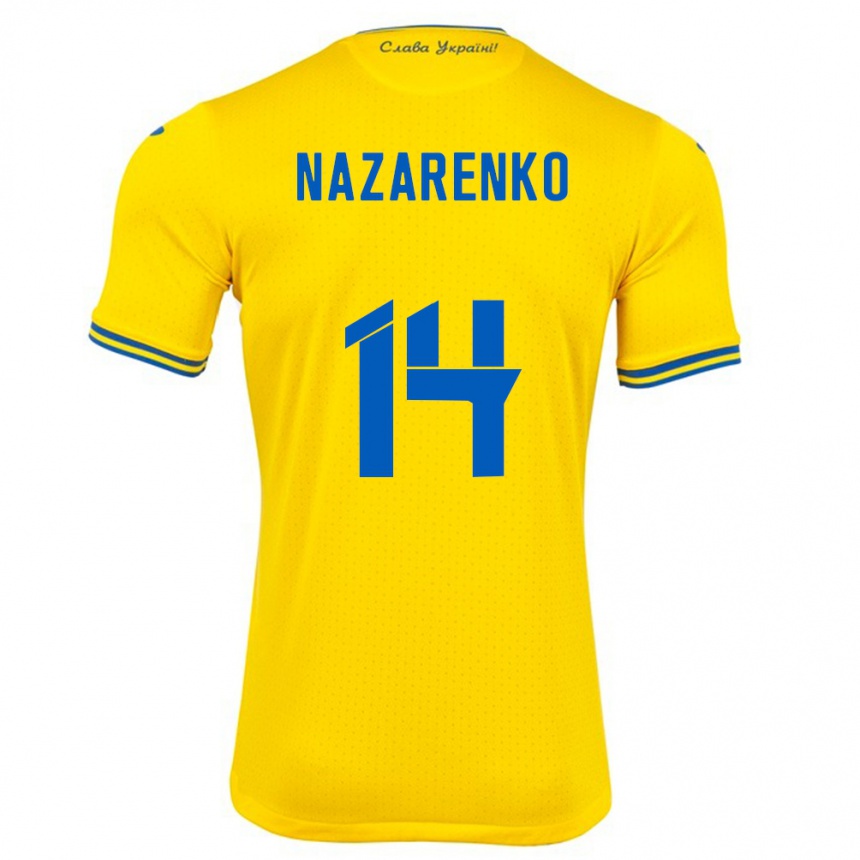 Men Football Ukraine Oleksandr Nazarenko #14 Yellow Home Jersey 24-26 T-Shirt