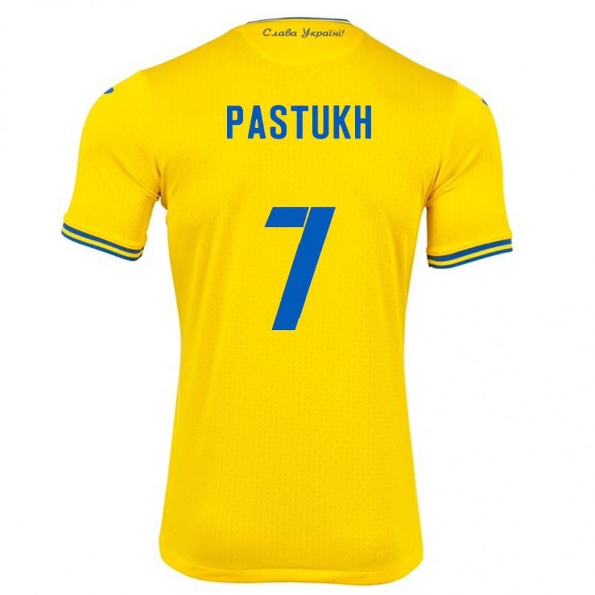 Men Football Ukraine Yevgeniy Pastukh #7 Yellow Home Jersey 24-26 T-Shirt