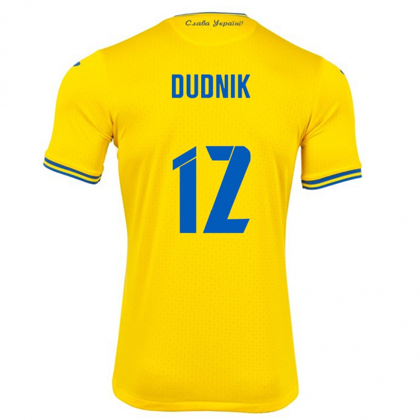 Men Football Ukraine Marina Dudnik #12 Yellow Home Jersey 24-26 T-Shirt