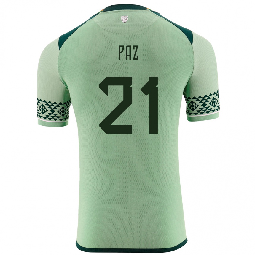Men Football Bolivia Luis Paz #21 Light Green Home Jersey 24-26 T-Shirt