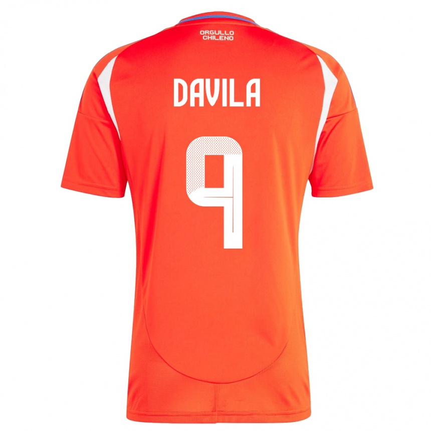Men Football Chile Víctor Dávila #9 Red Home Jersey 24-26 T-Shirt