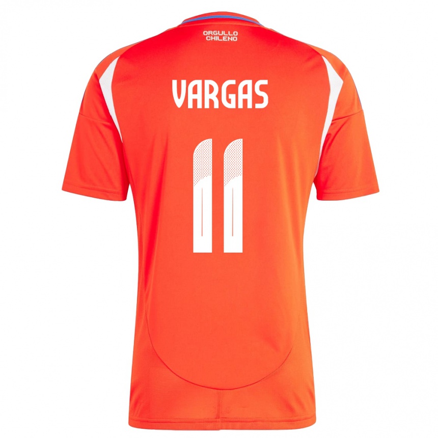 Men Football Chile Eduardo Vargas #11 Red Home Jersey 24-26 T-Shirt