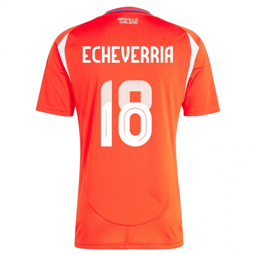 Men Football Chile Rodrigo Echeverría #18 Red Home Jersey 24-26 T-Shirt