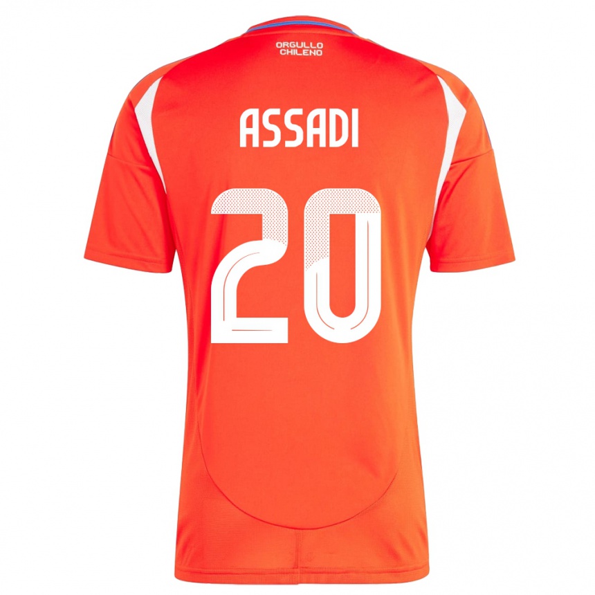 Men Football Chile Lucas Assadi #20 Red Home Jersey 24-26 T-Shirt