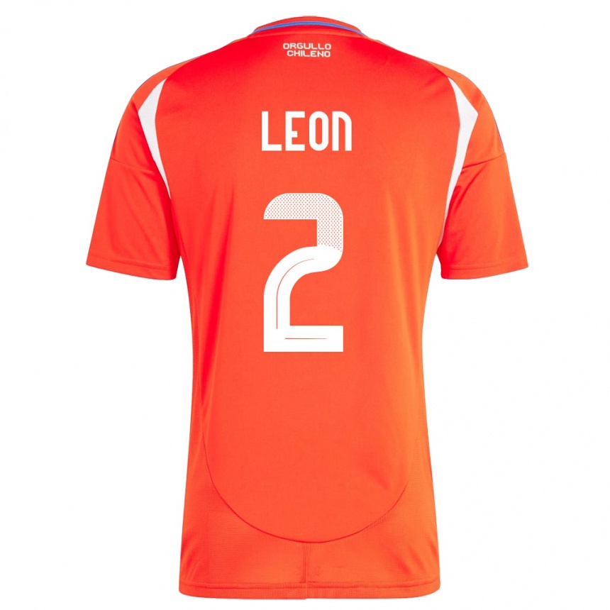 Men Football Chile Maicol León #2 Red Home Jersey 24-26 T-Shirt