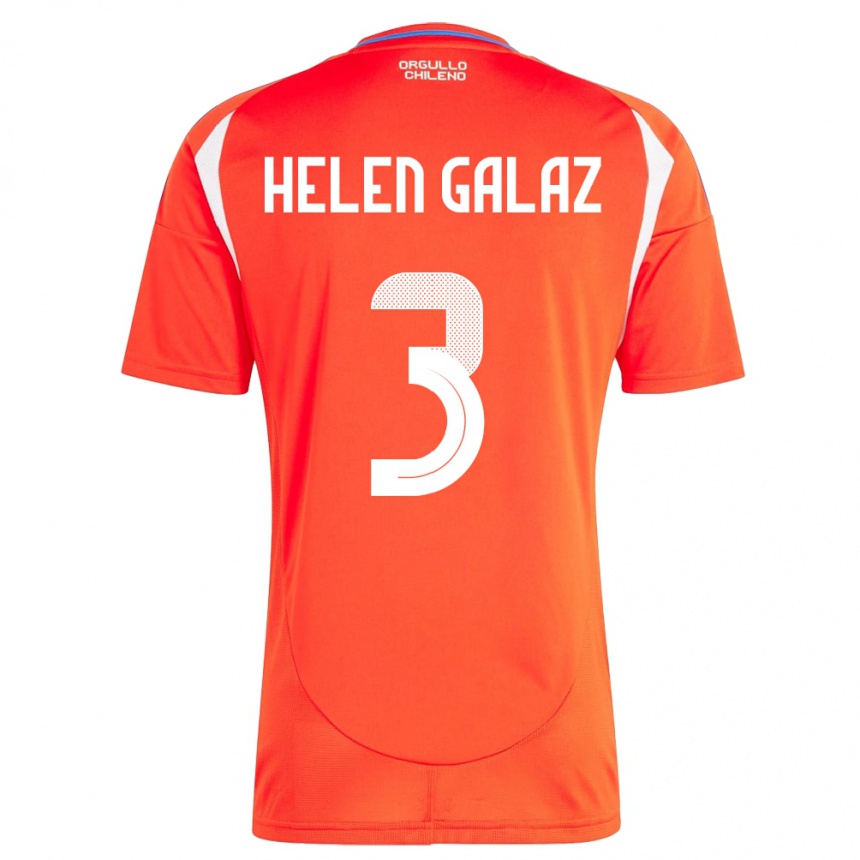 Men Football Chile Su Helen Galaz #3 Red Home Jersey 24-26 T-Shirt