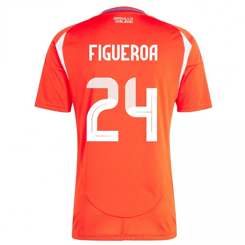 Men Football Chile Ámbar Figueroa #24 Red Home Jersey 24-26 T-Shirt