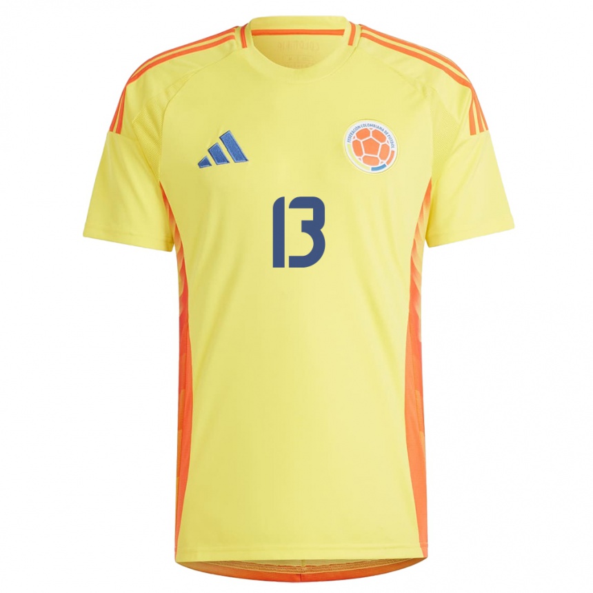 Men Football Colombia Ana María Guzmán #13 Yellow Home Jersey 24-26 T-Shirt