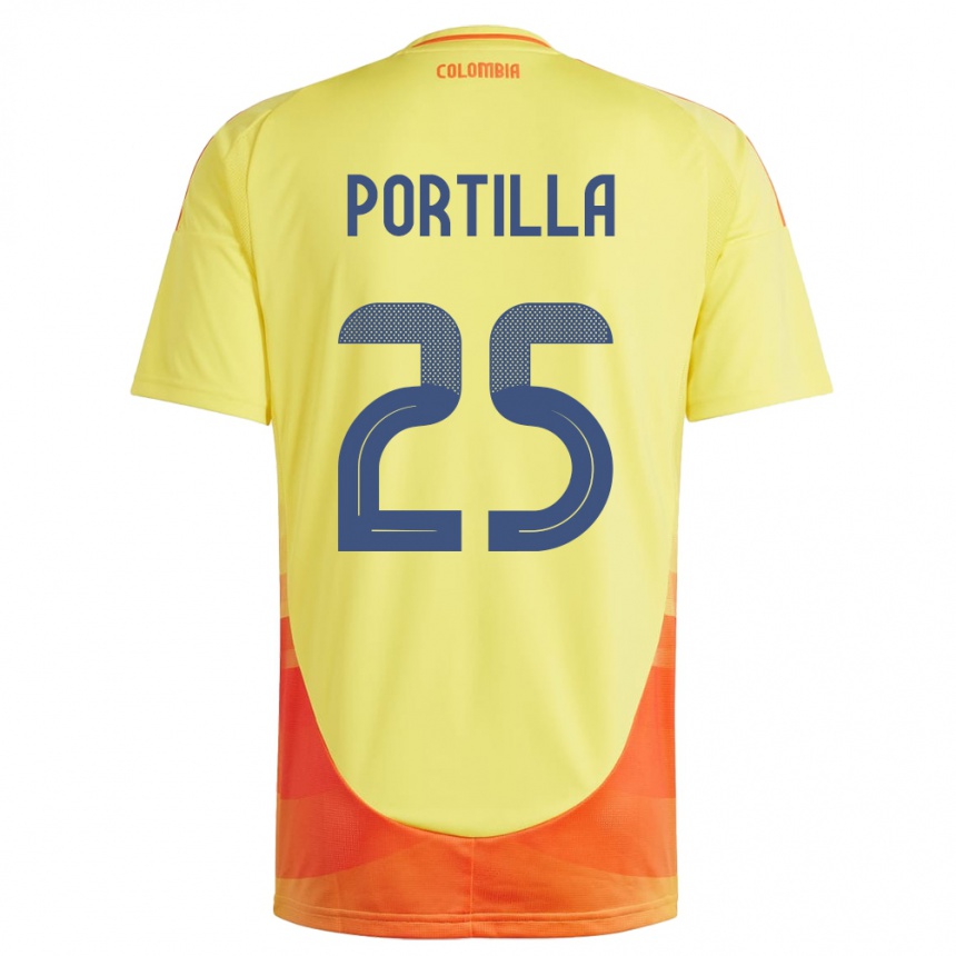 Men Football Colombia Juan Portilla #25 Yellow Home Jersey 24-26 T-Shirt