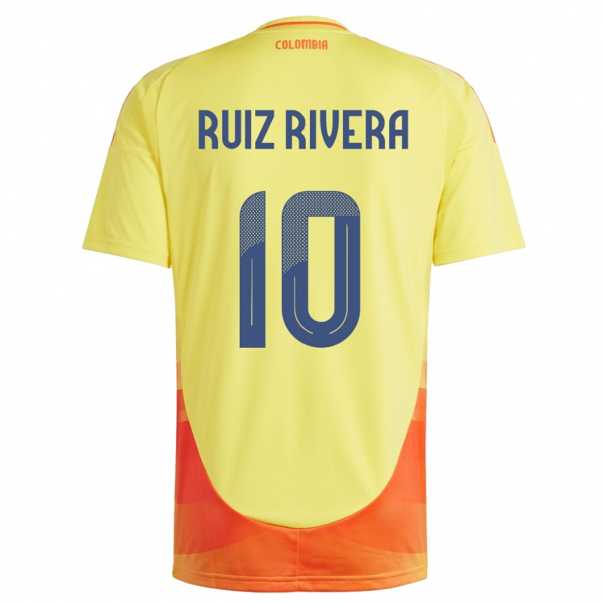 Men Football Colombia Daniel Ruiz Rivera #10 Yellow Home Jersey 24-26 T-Shirt