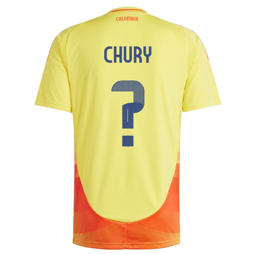 Men Football Colombia Brandon Chury #0 Yellow Home Jersey 24-26 T-Shirt