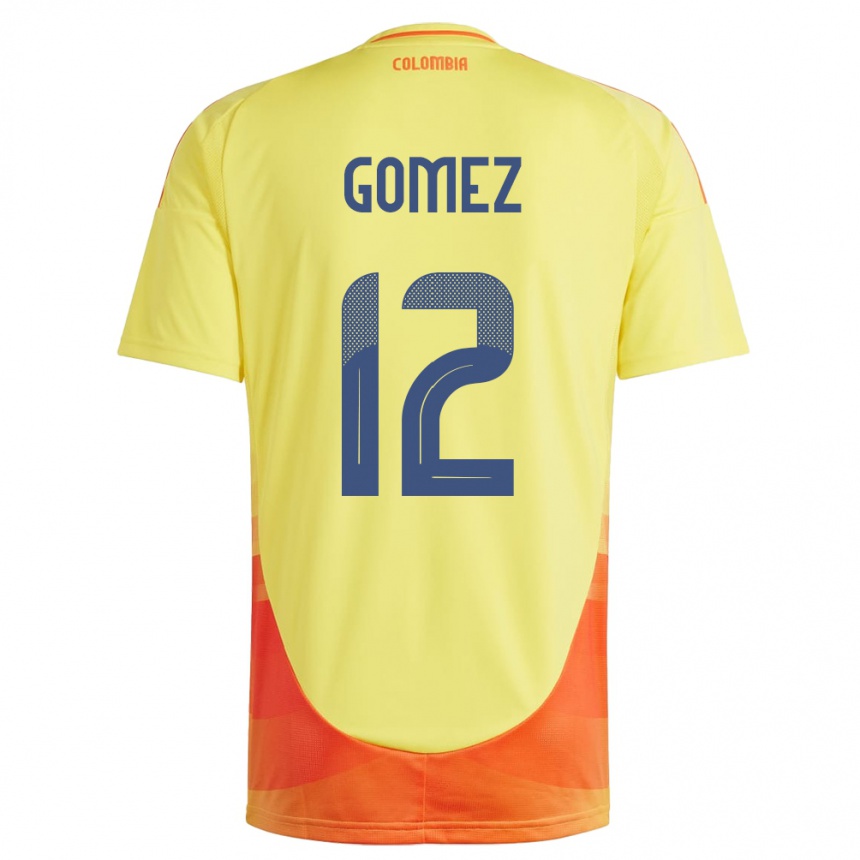 Men Football Colombia Juan Gómez #12 Yellow Home Jersey 24-26 T-Shirt