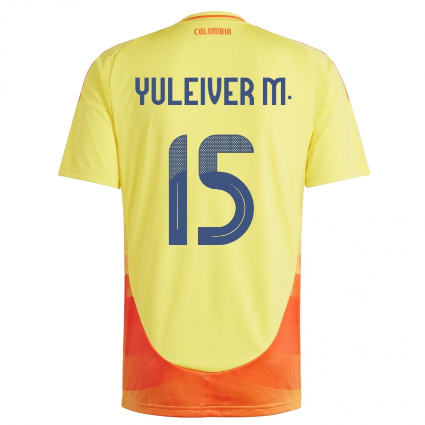 Men Football Colombia Yuleiver Mosquera #15 Yellow Home Jersey 24-26 T-Shirt