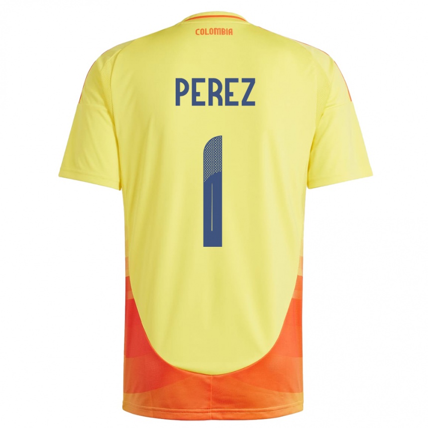 Men Football Colombia Catalina Pérez #1 Yellow Home Jersey 24-26 T-Shirt