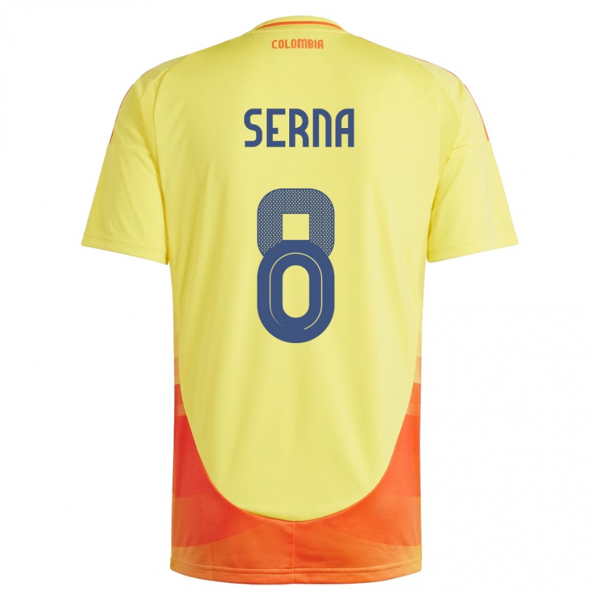 Men Football Colombia Liced Serna #8 Yellow Home Jersey 24-26 T-Shirt