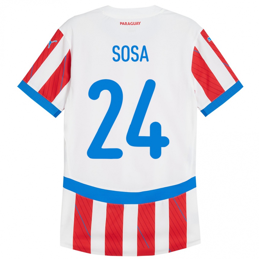 Men Football Paraguay Ramón Sosa #24 White Red Home Jersey 24-26 T-Shirt