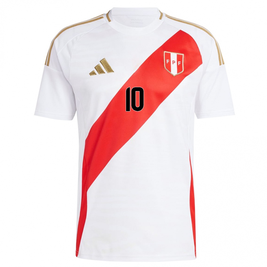 Men Football Peru Emily Arévalo #10 White Home Jersey 24-26 T-Shirt