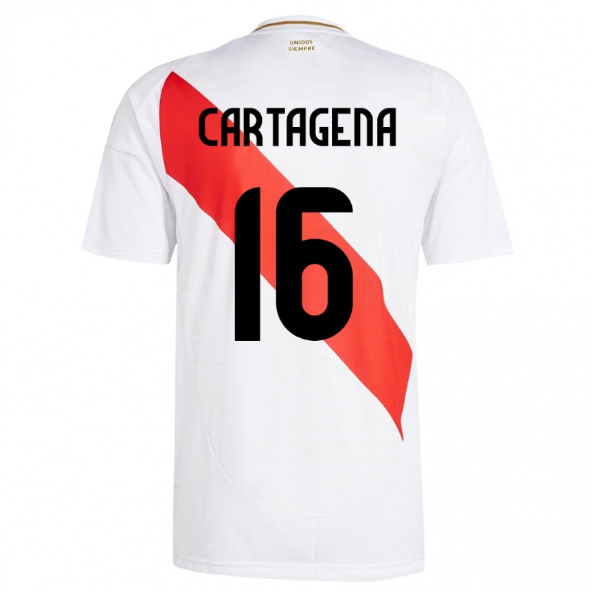 Men Football Peru Wilder Cartagena #16 White Home Jersey 24-26 T-Shirt