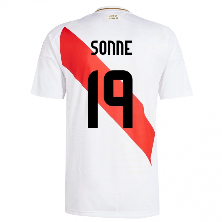Men Football Peru Oliver Sonne #19 White Home Jersey 24-26 T-Shirt