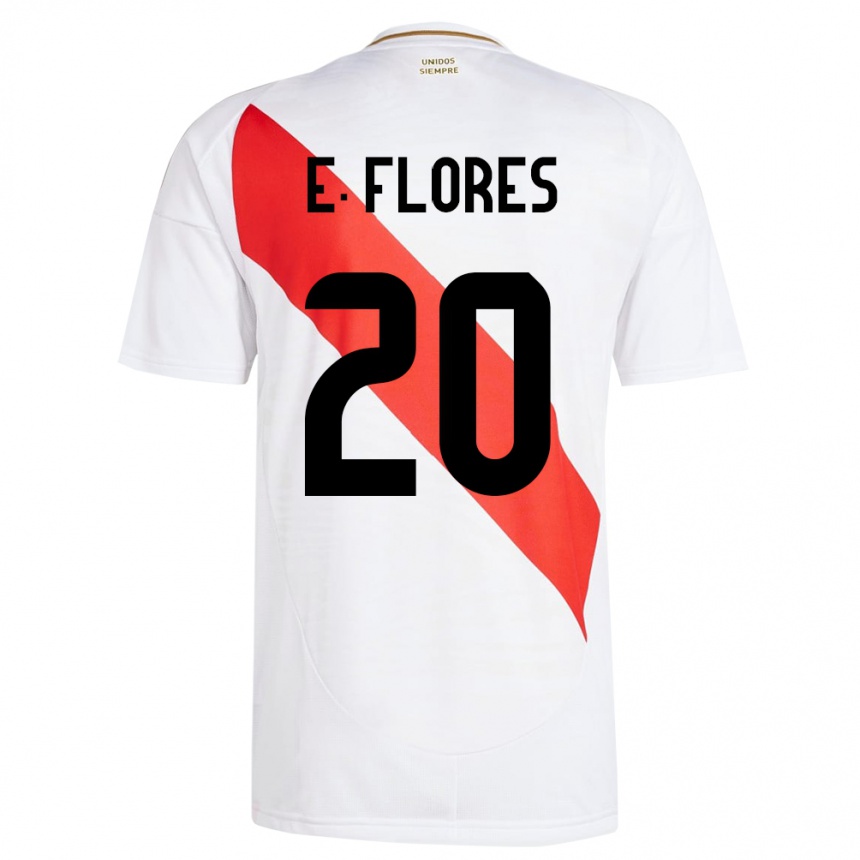 Men Football Peru Edison Flores #20 White Home Jersey 24-26 T-Shirt