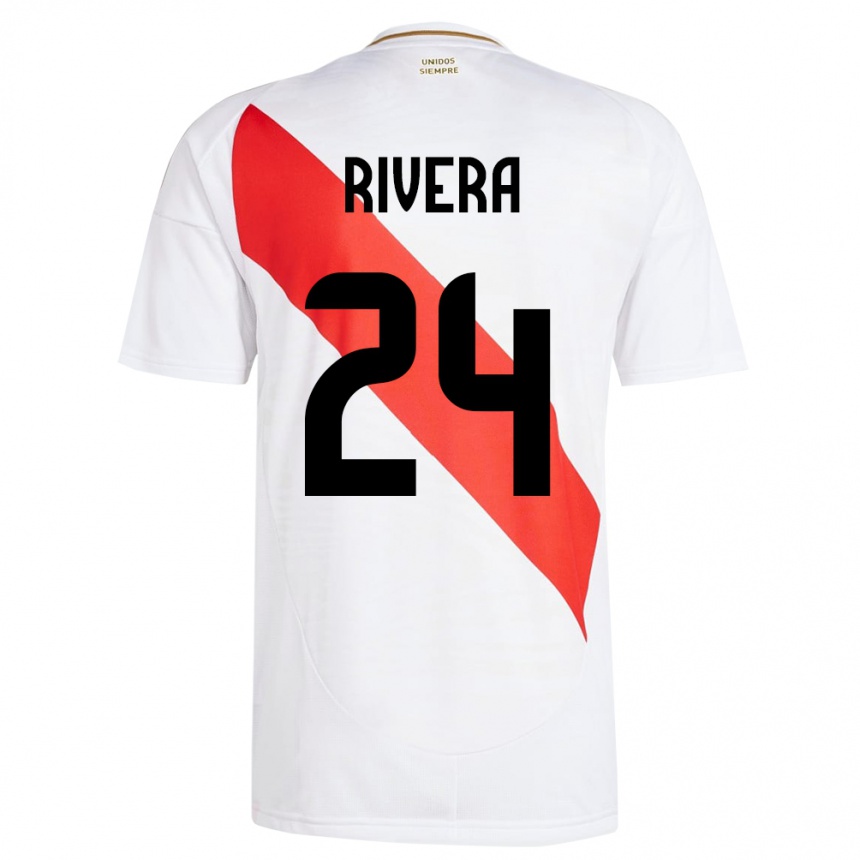 Men Football Peru José Rivera #24 White Home Jersey 24-26 T-Shirt
