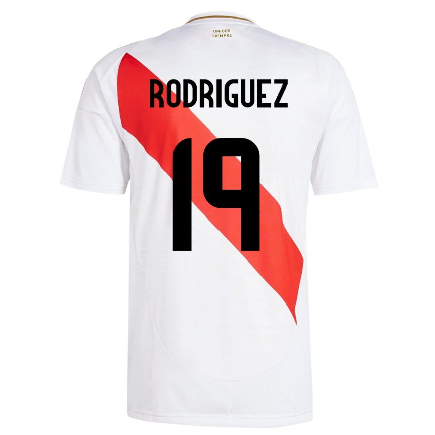 Men Football Peru Mateo Rodríguez #19 White Home Jersey 24-26 T-Shirt