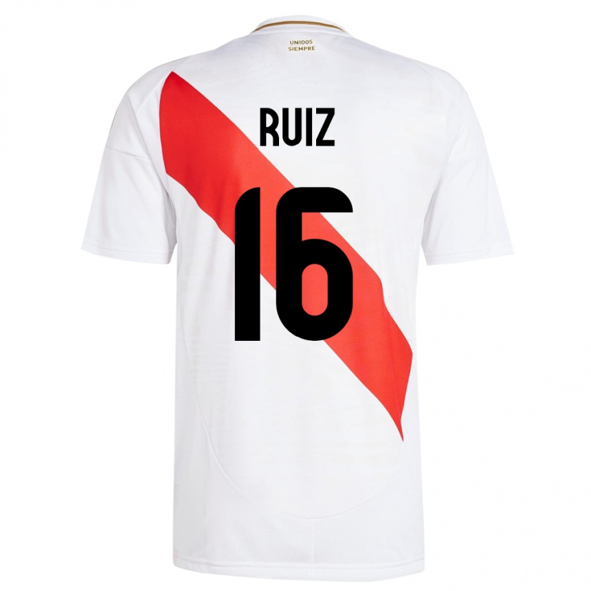 Men Football Peru Birka Ruiz #16 White Home Jersey 24-26 T-Shirt