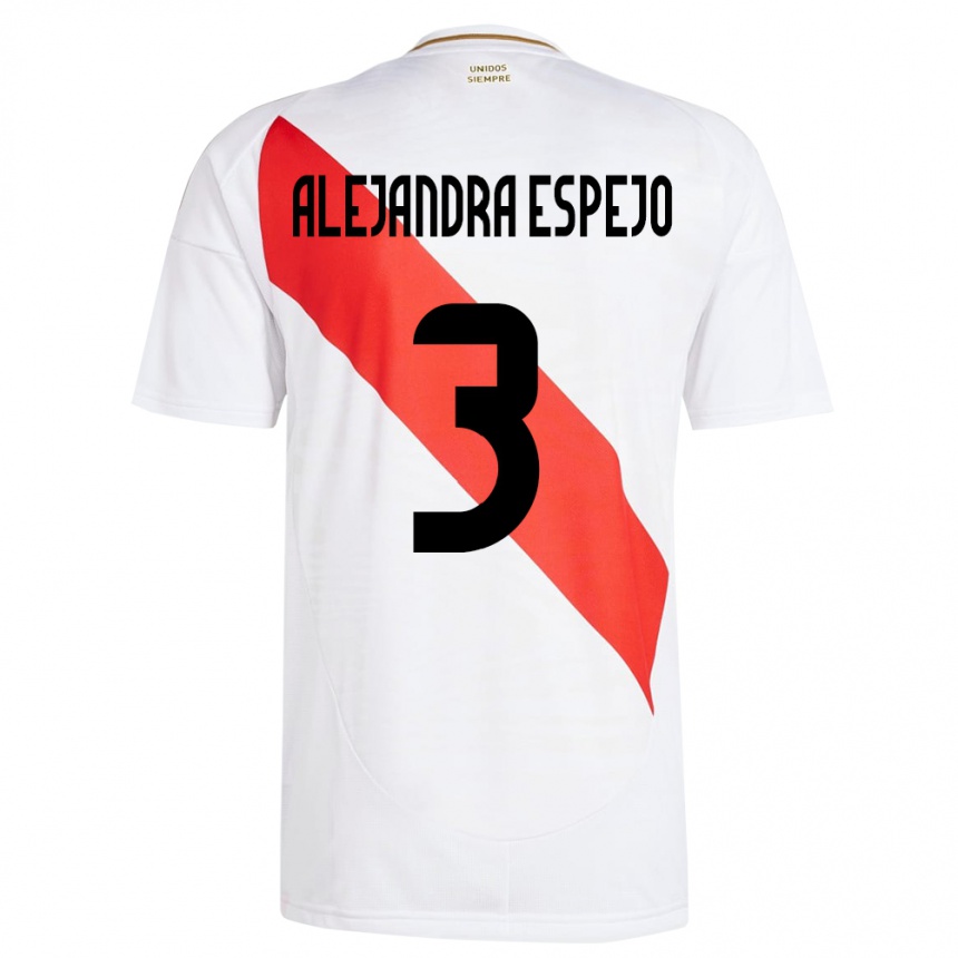 Men Football Peru María Alejandra Espejo #3 White Home Jersey 24-26 T-Shirt