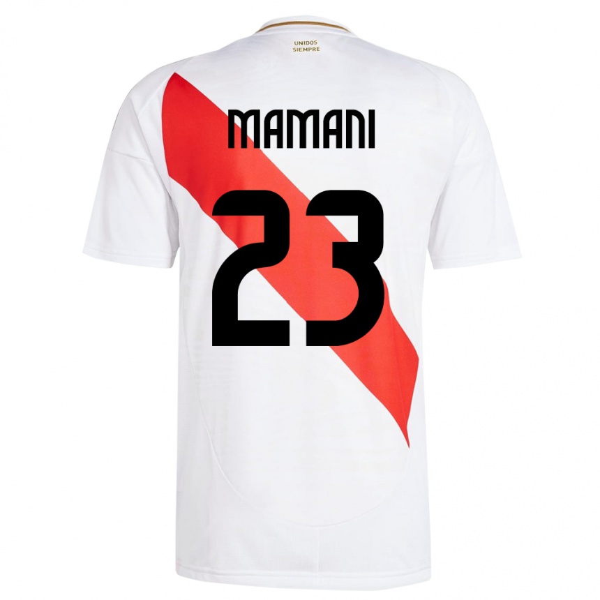 Men Football Peru Julia Mamani #23 White Home Jersey 24-26 T-Shirt