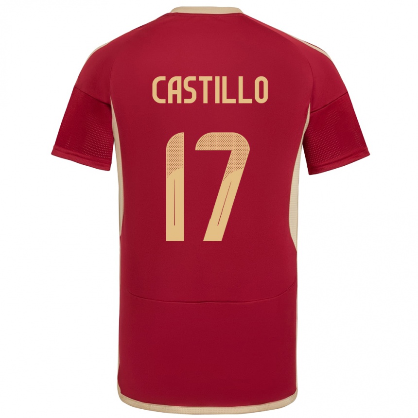 Men Football Venezuela Edson Castillo #17 Burgundy Home Jersey 24-26 T-Shirt