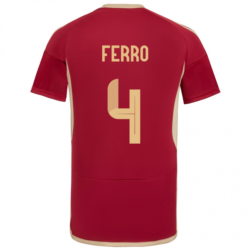 Men Football Venezuela Andrés Ferro #4 Burgundy Home Jersey 24-26 T-Shirt