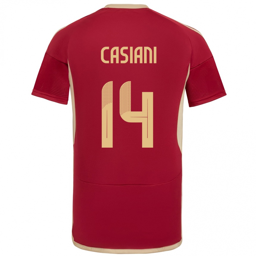 Men Football Venezuela Luis Casiani #14 Burgundy Home Jersey 24-26 T-Shirt