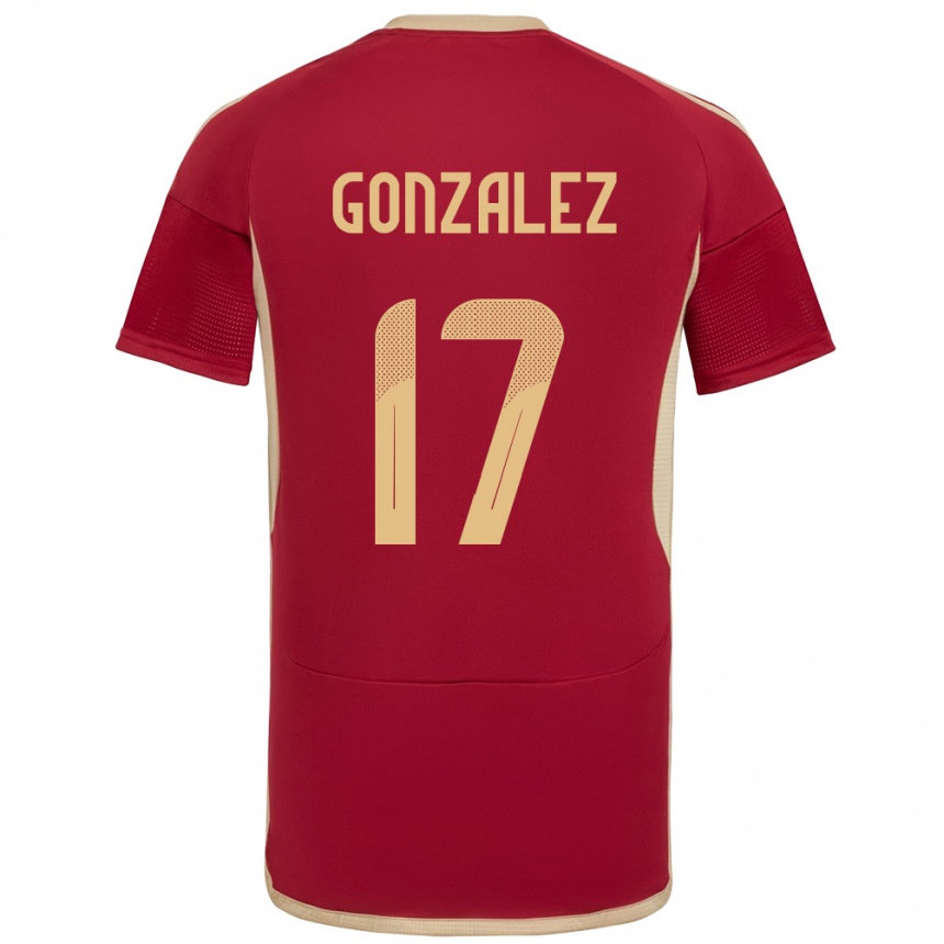 Men Football Venezuela Mayken González #17 Burgundy Home Jersey 24-26 T-Shirt