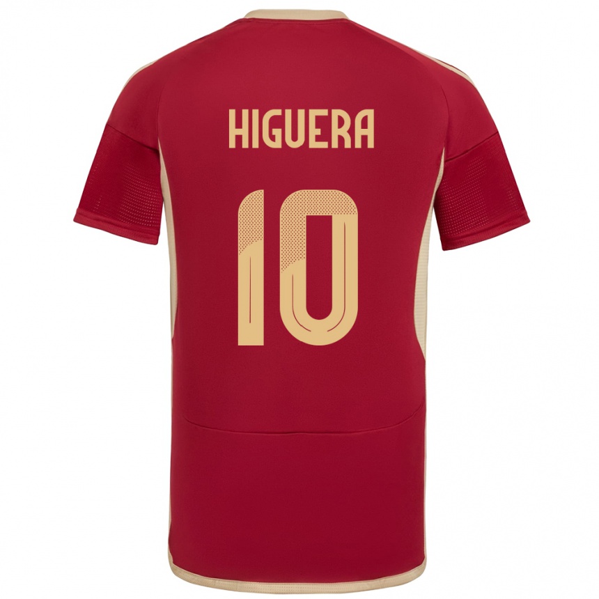 Men Football Venezuela Enyerliannys Higuera #10 Burgundy Home Jersey 24-26 T-Shirt