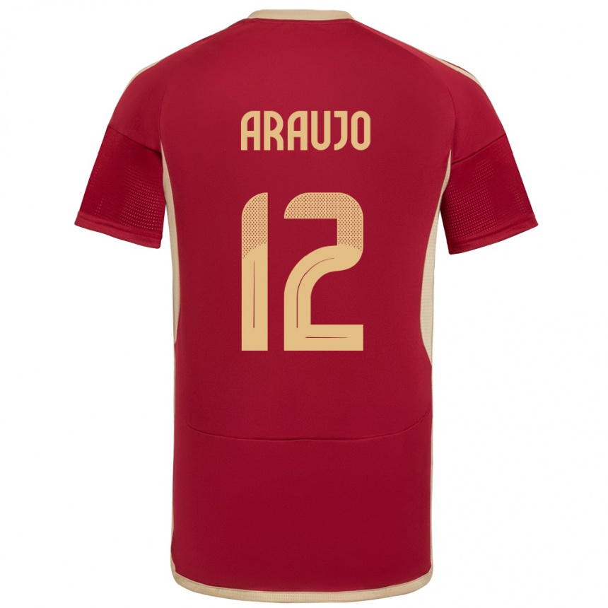 Men Football Venezuela Sabrina Araujo #12 Burgundy Home Jersey 24-26 T-Shirt