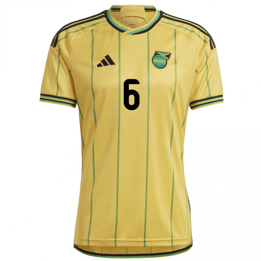 Men Football Jamaica Di'shon Bernard #6 Yellow Home Jersey 24-26 T-Shirt