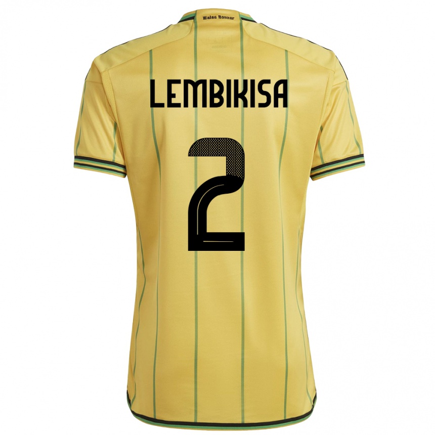 Men Football Jamaica Dexter Lembikisa #2 Yellow Home Jersey 24-26 T-Shirt