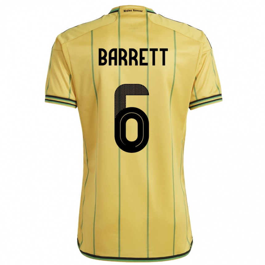 Men Football Jamaica Ronaldo Barrett #6 Yellow Home Jersey 24-26 T-Shirt