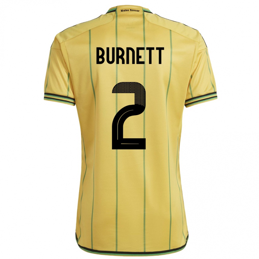 Men Football Jamaica Theanna Burnett #2 Yellow Home Jersey 24-26 T-Shirt