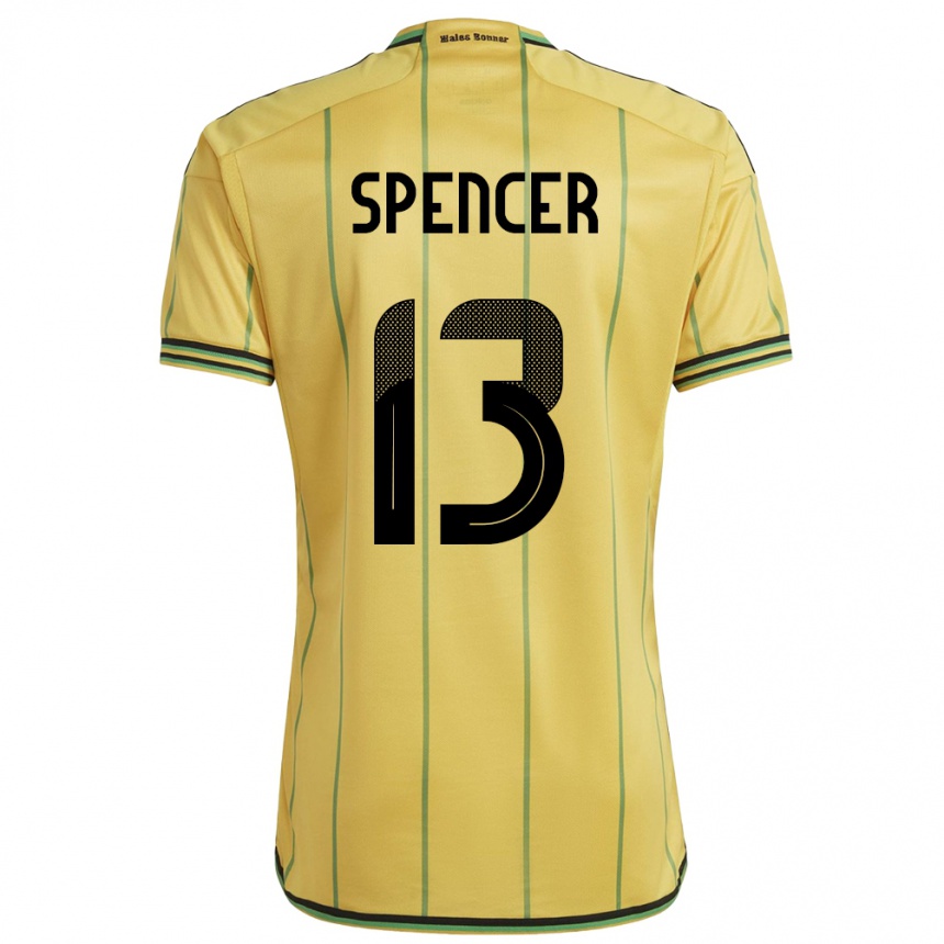 Men Football Jamaica Rebecca Spencer #13 Yellow Home Jersey 24-26 T-Shirt