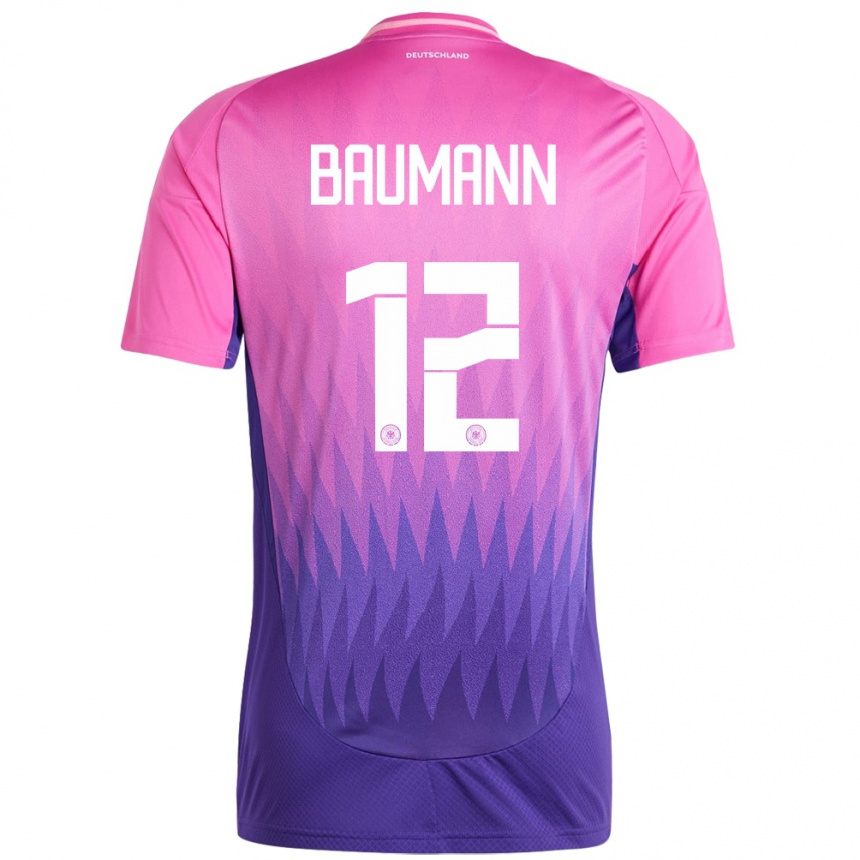 Men Football Germany Oliver Baumann #12 Pink Purple Away Jersey 24-26 T-Shirt