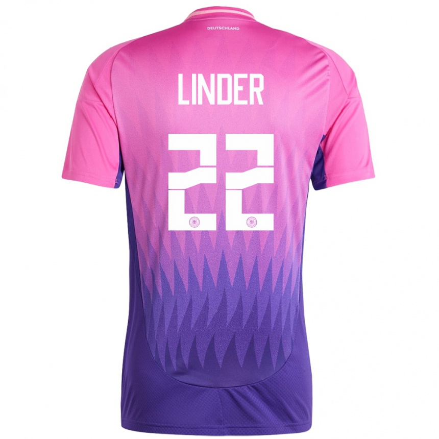 Men Football Germany Sarai Linder #22 Pink Purple Away Jersey 24-26 T-Shirt