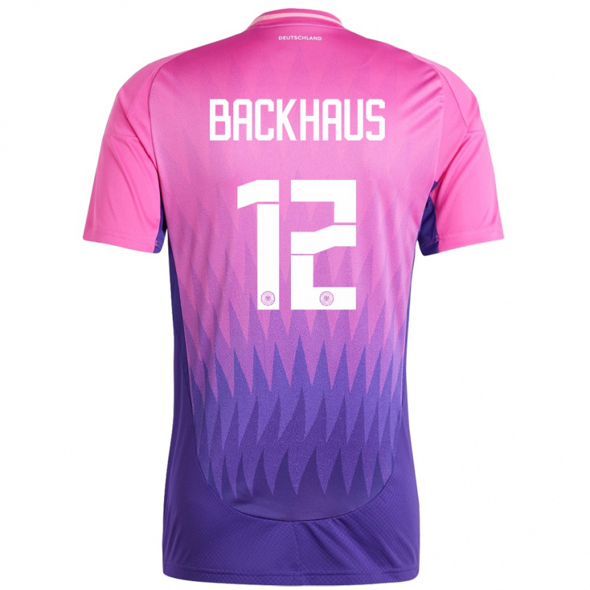 Men Football Germany Mio Backhaus #12 Pink Purple Away Jersey 24-26 T-Shirt